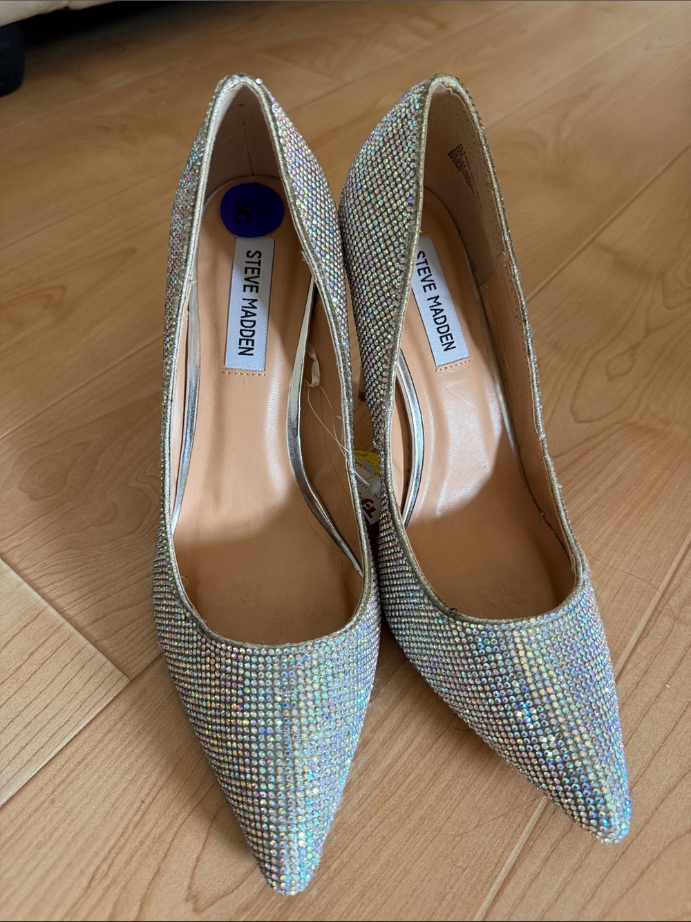 Steve Madden Iridescent Crystal Pointed-Toe Heels - Gold/Silver